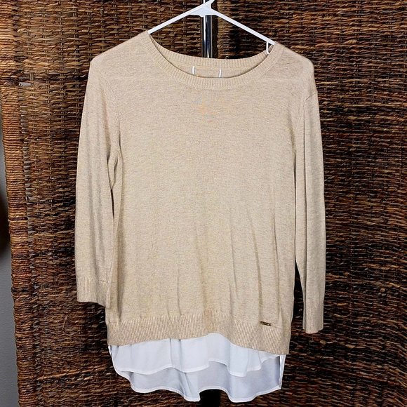 Calvin Klein Beige Layer Sweater Blouse - Picture 1 of 1